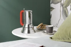 Alessi Italienischer Kaffeebereiter 9090, Poignee Perforee (1978) Metall / 6 Tassen - Induktion / 100 Values Collection - Rot - Stahl Flash Sale