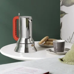 Alessi Italienischer Kaffeebereiter 9090, Poignee Perforee (1978) Metall / 3 Tassen - Induktion / 100 Values Collection - Rot - Stahl Best Sale
