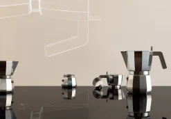 Alessi Italienischer Kaffeebereiter Moka Grau Silber Metall /6 Tassen - Grau - Stahl Shop
