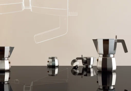Alessi Italienischer Kaffeebereiter Moka Grau Silber Metall /6 Tassen - Grau - Stahl Shop