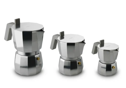 Alessi Italienischer Kaffeebereiter Moka Grau Silber Metall /6 Tassen - Grau - Stahl Shop