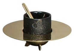 Diesel living with Seletti Kaffeservice Cosmic Diner - Lunar Metall Keramik Schwarz Gold / 1 Tasse + 1 Untertasse + 1 Ruhrstab - Messing - Schwarz Hot