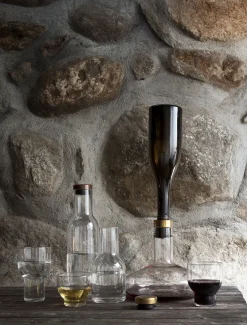 Menu Karaffe Bottle Glas Gold Transparent Metall / 1 L - Mit Messingverschluss - Messing - Transparent Flash Sale