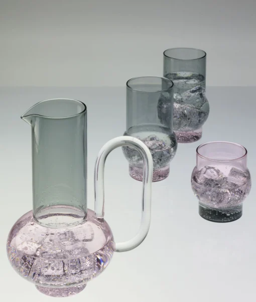 Tom Dixon Karaffe Bump Glas Rosa / Mundgeblasenes Glas - Rauchgrau - Rosa Sale