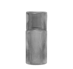 Ferm Living Karaffe Ripple Glas Grau Transparent / Set Karaffe 0,5L + 1 Glas - Rauchgrau Cheap