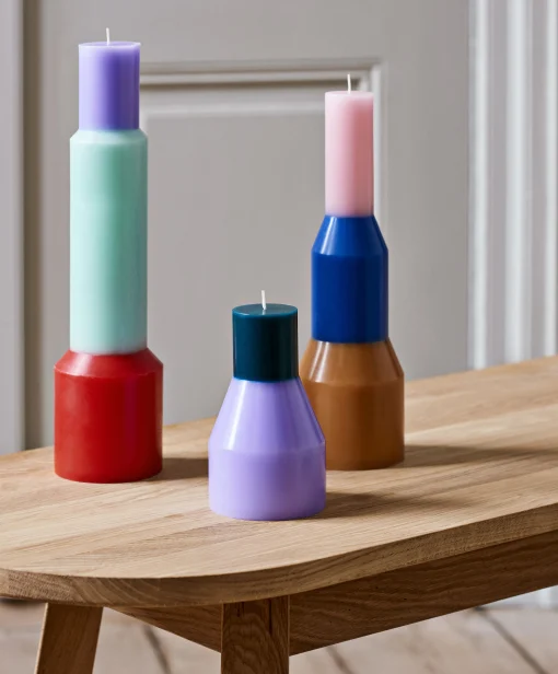 Hay Kerze Pillar Large Wachs Bunt / O 9 X H 30 Cm - Blau - Gelb - Rosa Best