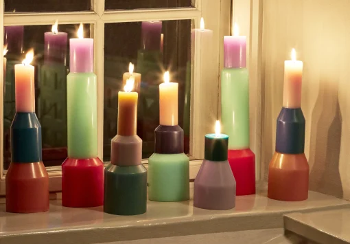 Hay Kerze Pillar Xl Wachs Bunt / O 9 X H 35 Cm - Lavendel - Minze - Rot Best Sale