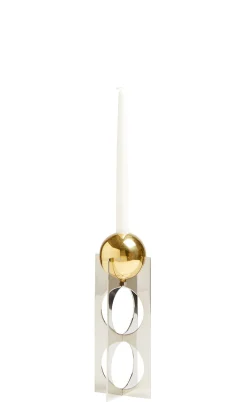 Jonathan Adler Kerzenleuchter Berlin Gold Silber Metall / Medium - H 27 Cm - Gold - Silber Hot