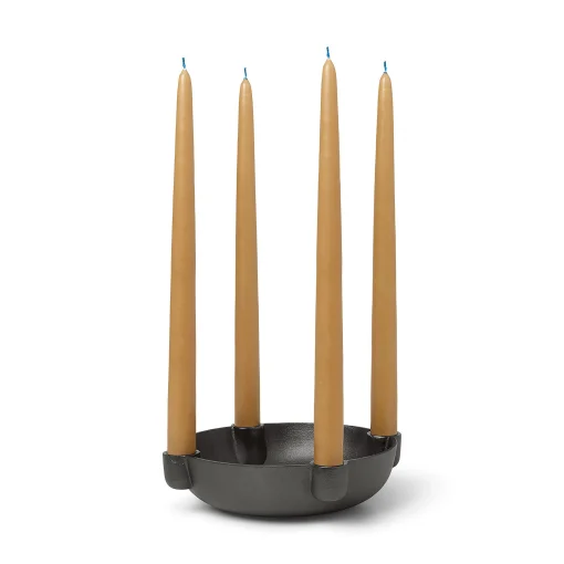 Ferm Living Kerzenleuchter Bowl Medium Metall/ O 20 Cm - Recyceltes Aluminium - Schwarz New
