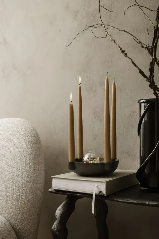 Ferm Living Kerzenleuchter Bowl Medium Metall/ O 20 Cm - Recyceltes Aluminium - Schwarz New