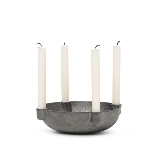 Ferm Living Kerzenleuchter Bowl  Small Metall/ O 14 Cm - Messing - Schwarz New