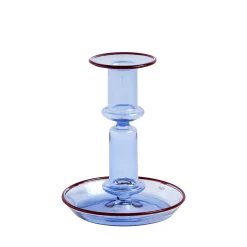 Hay Kerzenleuchter Flare Medium Glas Blau / H 14 Cm - Glas - Hellblau - Rot Outlet
