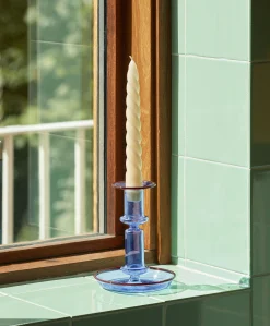 Hay Kerzenleuchter Flare Medium Glas Blau / H 14 Cm - Glas - Hellblau - Rot Outlet
