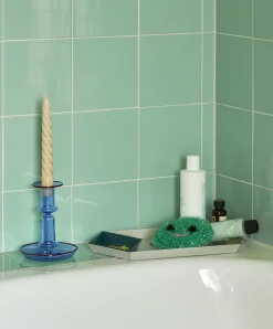 Hay Kerzenleuchter Flare Medium Glas Blau / H 14 Cm - Glas - Hellblau - Rot Outlet