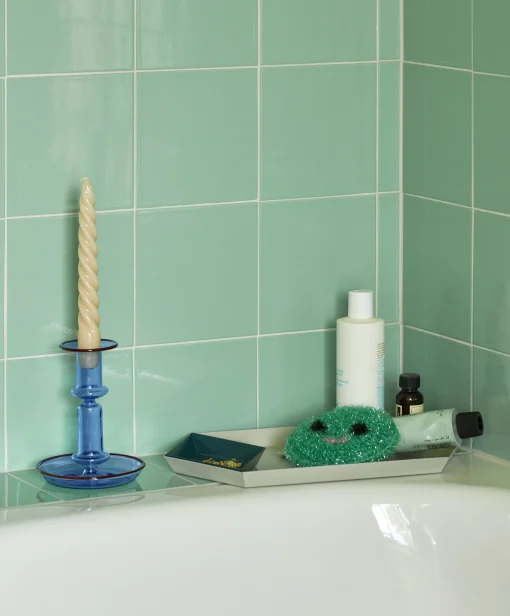 Hay Kerzenleuchter Flare Medium Glas Blau / H 14 Cm - Glas - Hellblau - Rot Outlet