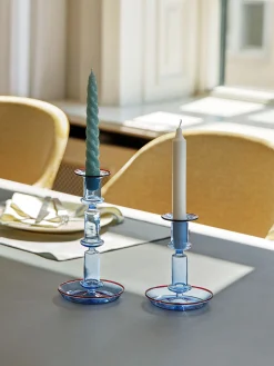 Hay Kerzenleuchter Flare Medium Glas Blau / H 14 Cm - Glas - Hellblau - Rot Outlet