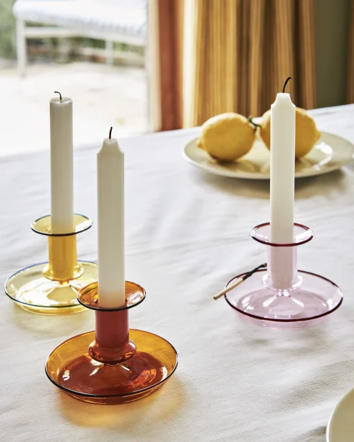 Hay Kerzenleuchter Flare Small Glas/ Glas - Hellrosa Hot