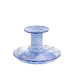 Hay Kerzenleuchter Flare Stripe Small Glas Blau / H 7,5 Cm - Glas - Hellblau Fashion