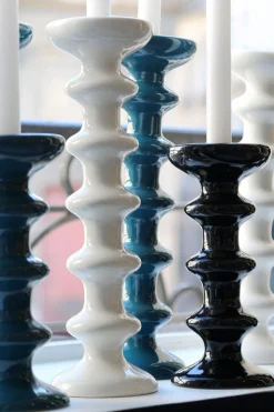 Maison Sarah Lavoine Kerzenleuchter Slave Keramik Blau / Keramik - H 20 Cm - Blue Sarah Sale