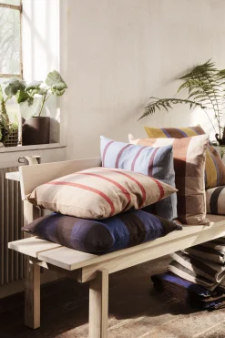 Ferm Living Kissen Grand Textil Blau / Leinen & Baumwolle 50 X 50 Cm - Blassblau - Bordeaux New