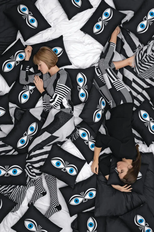 Vitra Kissen Graphic Print Pillows - Eyes (1961) Textil Schwarz / (1961) - 40 X 30 Cm - Blau - Schwarz - Weis Fashion
