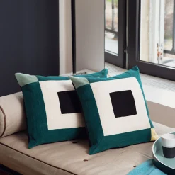 Maison Sarah Lavoine Kissen Infinity Textil Blau / 42 X 42 Cm - Bestickte Baumwolle - Blue Sarah Fashion