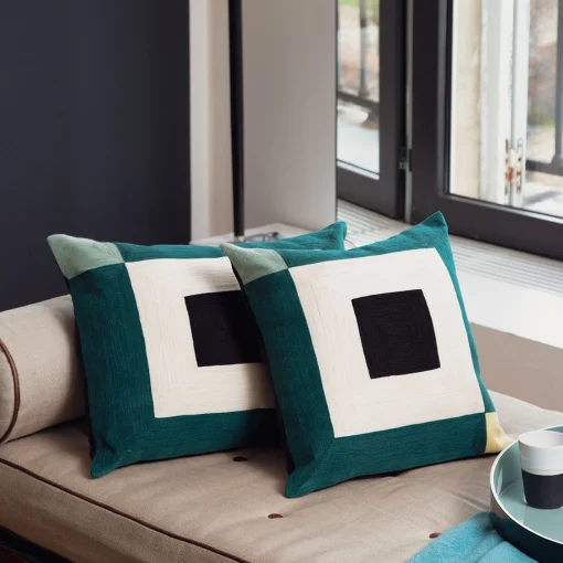 Maison Sarah Lavoine Kissen Infinity Textil Blau / 42 X 42 Cm - Bestickte Baumwolle - Blue Sarah Fashion