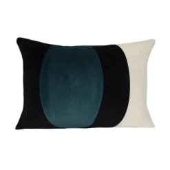 Maison Sarah Lavoine Kissen Lune Textil Blau / Velours - 55 X 40 Cm - Blue Sarah - Schwarz - Weis Sale