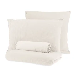 Au Printemps Paris Kissenbezug 65 X 65 Cm  Textil Beige / Gaze Aus Biobaumwolle (Waffeloptik) - Naturfarben New