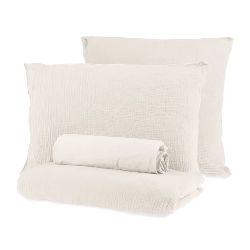 Au Printemps Paris Kissenbezug 65 X 65 Cm  Textil Beige / Gaze Aus Biobaumwolle (Waffeloptik) - Naturfarben New