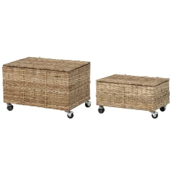 Bloomingville Kistee Faser Beige / 2Er-Set - Mit Laufrollen / Rattan - Natur Best Sale