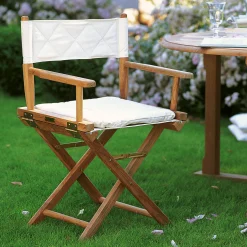 Unopiu Klappsessel Ginger Textil Weis / Teakholz & Stoffbespannung - Kissen - Gebrochenes Weis - Teak/ Natur Best Sale