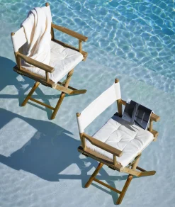 Unopiu Klappsessel Ginger Textil Weis / Teakholz & Stoffbespannung - Kissen - Gebrochenes Weis - Teak/ Natur Best Sale