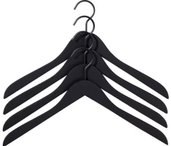 Hay Kleiderbugel Soft Coat Holz / Schmal - 4Er-Set - Schwarz Hot