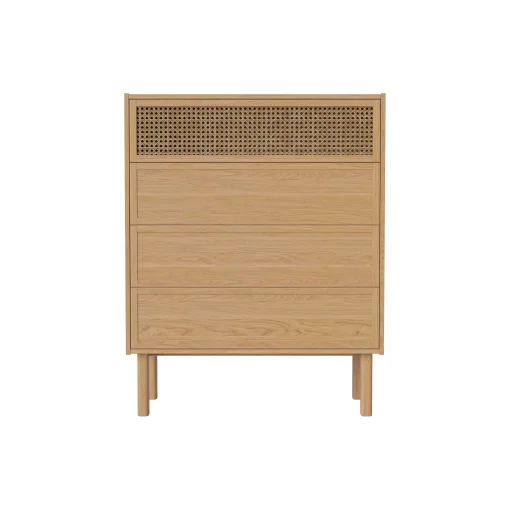 Bolia Kommode Cana Faser Holz Natur / L 90 X H 113 Cm - Eiche & Rattangeflecht - Eiche Natur - Rattan Natur Outlet