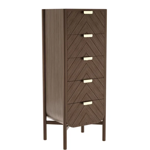 Harto Kommode Marius Holz Natur / L 50 X H 130 Cm - Messing - Nussbaum Shop