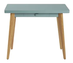 Tolix Konsole 55 Metall Grun Holz Natur / Mit Schublade - Metall & Fuse Aus Holz - Flechtengrun - Holz Natur Fashion