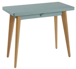 Tolix Konsole 55 Metall Grun Holz Natur / Mit Schublade - Metall & Fuse Aus Holz - Flechtengrun - Holz Natur Fashion