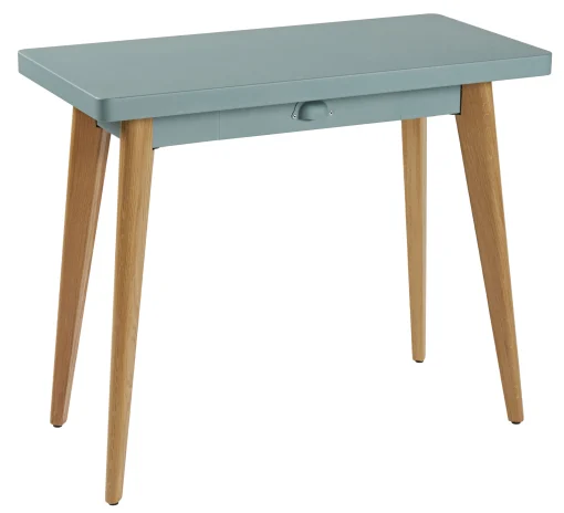 Tolix Konsole 55 Metall Grun Holz Natur / Mit Schublade - Metall & Fuse Aus Holz - Flechtengrun - Holz Natur Fashion