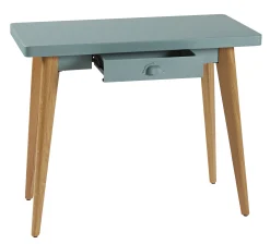 Tolix Konsole 55 Metall Grun Holz Natur / Mit Schublade - Metall & Fuse Aus Holz - Flechtengrun - Holz Natur Fashion