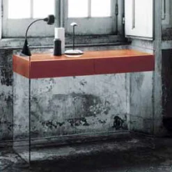 Glas Italia Konsole Float Glas Holz2 Schubladen - H 90 Cm - Orange Online