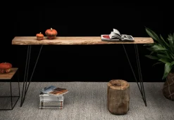 Zeus Konsole Old Times Metall Schwarz Holz Natur / L 135 Cm - Holz Natur - Schwarz Best Sale