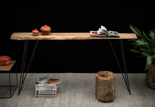 Zeus Konsole Old Times Metall Schwarz Holz Natur / L 135 Cm - Holz Natur - Schwarz Best Sale