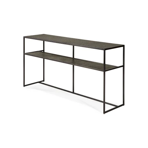 Ethnicraft Konsole Pentagon Metall Schwarz / 150 X 40 Cm X H 75 Cm - Handgeformte Platten - Whisky Cheap