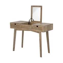 Bloomingville Konsole Perth Holz Natur / Klappspiegel - L 102 X T 45 X H 76 Cm - Holz Natur - Rattan Natur Shop
