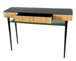 Maison Sarah Lavoine Konsole Riviera Grun Schwarz Holz Natur / Rattan - Mit Schublade - Grun - Rattan Natur - Rettich/ Schwarz Online