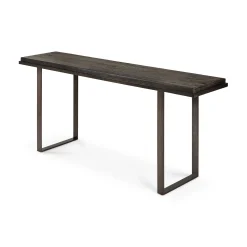 Ethnicraft Konsole Stability Metall Holz Braun Schwarz / L 170 X H 75 Cm - Handgeschnitzt - Umbra New