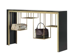 Mogg Konsole Tokyo Metall Papierfaser Graugold / L 150 Cm - Metall & Paperstone - Anthrazit - Gold Mattiert Sale