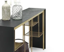 Mogg Konsole Tokyo Metall Papierfaser Graugold / L 150 Cm - Metall & Paperstone - Anthrazit - Gold Mattiert Sale
