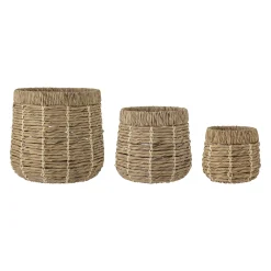 Bloomingville Korb Bina Faser Beige / 3Er-Set - Wasserhyazinthe - Natur Online